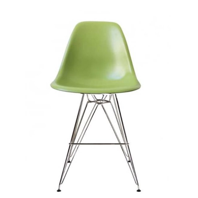 Tabouret Eames style Eiffel en chrome 28.5" <br>Pomme verte