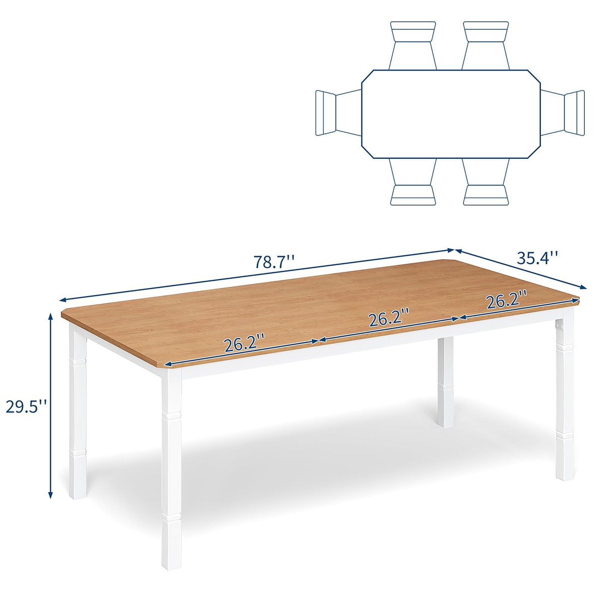 Ataucjin 78.7" Farmhouse Dining Table for 6-8 People - Rustic Industrial Kitchen Table with Sturdy Metal Frame & Chamfered Corners for Dining Room, Breakfast Nook, Small Space.table only