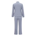 thumbnail image 4 of BODOAO Women's Casual Business Suit Set, Soft 3/4 Sleeve Blazer, Comfortable Drawstring Waist Wide Leg Flared Pants, Loose Fit Vintage Outfit for Work, Office, Wedding, Party & Daily Light Blue S, 4 of 6