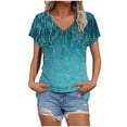 thumbnail image 2 of Njagoc3 Spring and Summer Womens Printed V-Neck Short Sleeve T-Shirt Loose Tops, 2 of 6