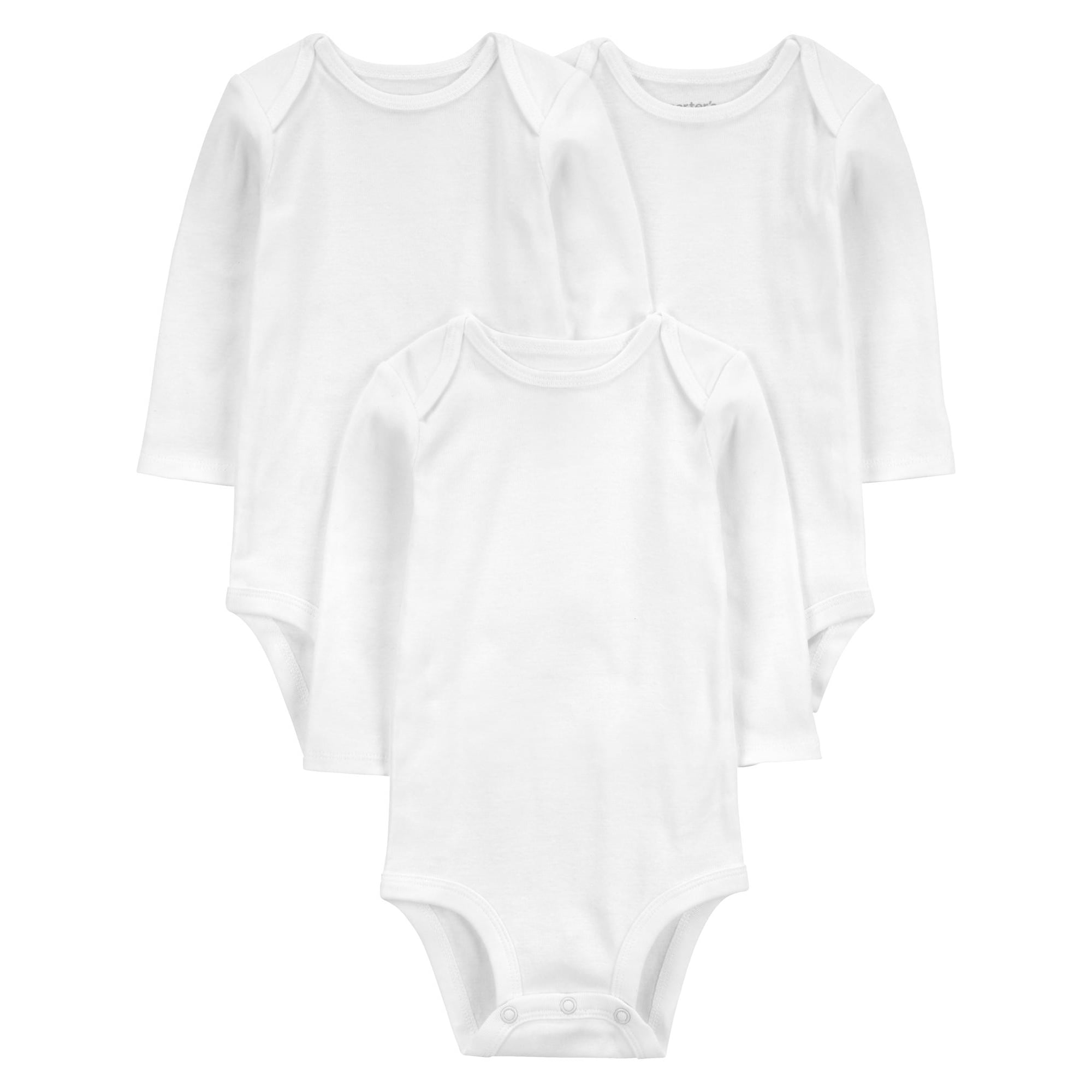 Carter's Child of Mine Baby Unisex Long Sleeve Bodysuits, 3-Pack Sizes Preemie-18 Months
