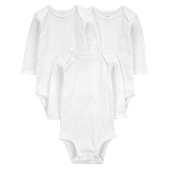 Carter's Child of Mine Baby Unisex Long Sleeve Bodysuits, 3-Pack Sizes Preemie-18 Months