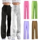 thumbnail image 5 of Pantalones de pierna recta de cintura alta para mujer Pantalones sueltos de moda con bolsillos de co Abanopi Blanco/Grande, 5 of 7