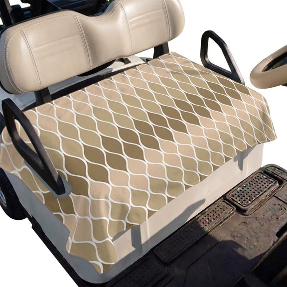 Golf Cart Seat Cover Mid Century Abstract Art Club Car Golf Cart Seat Covers Soft Absorbent Golfcart Towel Blanket Geometric Ombre Brown Khaki Golf Seat Covers for Cart Fits 2 & 4 Passenger 51"x31"