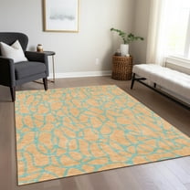 Addison Rugs Chantille Indoor/Outdoor Transitional Geometric Peach Washable Rectangle Rug, 9' x 12'