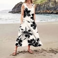 thumbnail image 4 of CHOK Robes d'Été Décontractées Femmes Coton Lin à Fleurs Robe Maxi Femme Sans Manches Débardeur Longue Fluide Robe Bohème Robes d'Été Fluides pour Adolescentes avec Poches Gris Foncé 3TG, 4 of 7