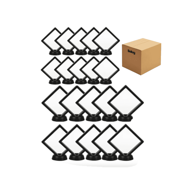 20 Pcs Expositor 3d Joyería Marco Flotante Negro 9×9 y 11×11cm Belug Negro
