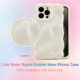thumbnail image 3 of Case for iPhone 15 Plus 6.7 inch, Cute Solid Color Curly Wave Shape Shockproof Soft Bumper Phone Case, Candy Water Ripple 3D Silicon Slim Pretty Case Non-Yellowing Cover, White, 3 of 13