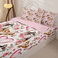 thumbnail image 3 of Homewish Cartoon Cat Animal Zipper Full Size Comforter Sets with Fitted Sheet and 2 Pillowcases, Pink Love Heart Zipper Bedding Set, Pink Reversible, 4-Piece, 3 of 6