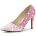 thumbnail image 1 of Zapatillas De Fiesta Tacones De Aguja Purpurina Para Mujer Rosa 36, 1 of 7