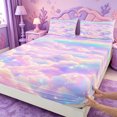 thumbnail image 4 of meiyoeat Pastel Cloud Star Queen Sheets,Colorful Rainbow Pattern Queen Sheet Sets For Girl,4-Piece,1 Flat Sheet,1 Fitted Sheet And 2 Pillowcases, 4 of 6