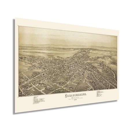 HISTORIX 1864 Chambersburg Pennsylvania Map Vintage Poster Wall Art Print, 16 x 24 Inch