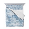 thumbnail image 7 of Quilts Twin Size Bedding Set, Blue Palm Leaves Lightweight Quilted Comforter, Summer Tropical Botanical Coastal Soft Reversible Bedspread Coverlet with Pillow Covers for All Season, 68" x 86", 7 of 7
