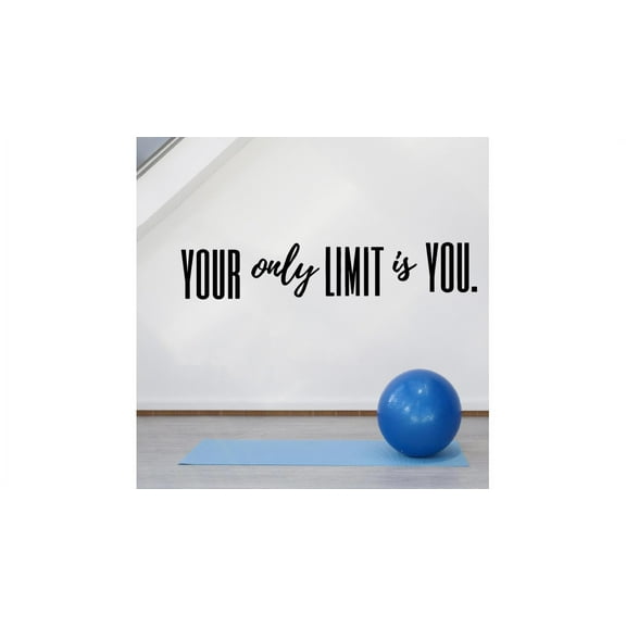Your Only Limit Is You Quote Fitness Workout Success Motivation Quotes Wall Decals Healthy Lifestyle for Girls Boys Gym Home Sports Room Decor Vinyl Wall Art Stickers Decoration Size (24x30 inch)