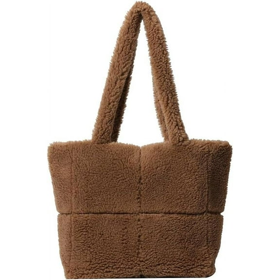 CAILDANL Fluffy Tote Bag Faux Fur Handbag for Women Soft Fuzzy Tote Purse Plush Hobo Bag Faux Fleece Bag Fall Winter
