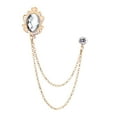 thumbnail image 1 of Men Blue Gem Brooch Lapel Pin Badge Hanging Chain Collar Brooches Pin for Career, 1 of 12