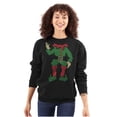 thumbnail image 3 of Ugly Christmas Stitch Pattern Elf Unisex Plus Fleece Graphic Sweatshirt Brisco Brands 4X, 3 of 5