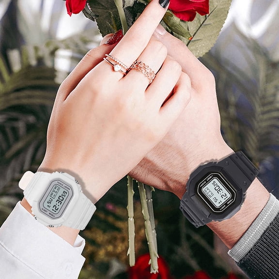 Resicozy Men's Women's Unisex Digital Watch with Big Face Color Multi Function Wristwatch White