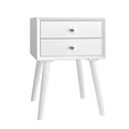 thumbnail image 1 of Gymax Table de Chevet en Bois Style Mi-Siècle Table d'Extrémité Latérale Chambre avec 2 Tiroirs de Rangement Blanc, 1 of 9