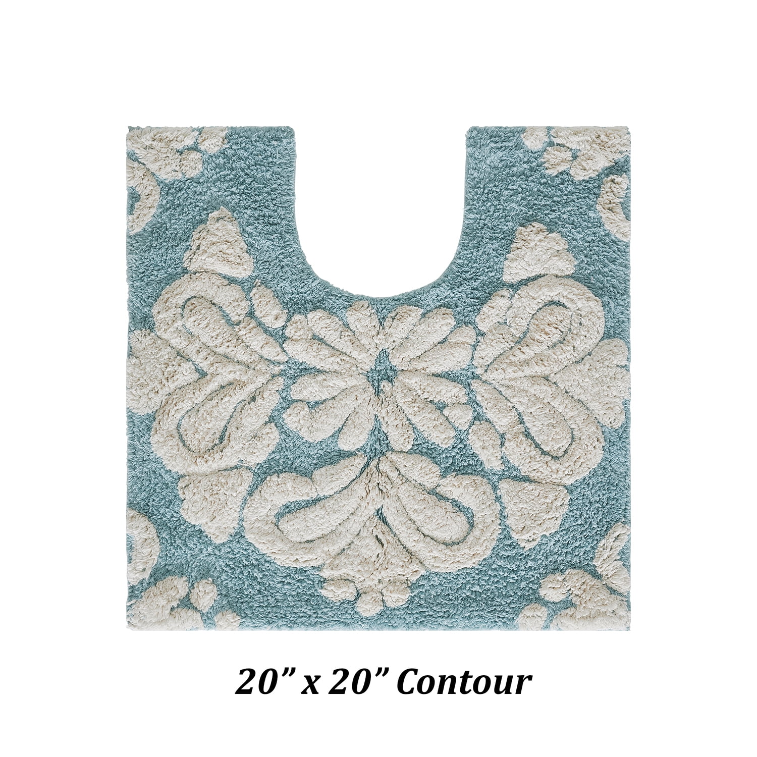 Better Trends U-Shape Toilet Rug 100% Cotton, Non-Slip Rug, Water Absorbent, Machine Washable, (20" x 20") Contour Bath Rug Blue - Madallion Collection
