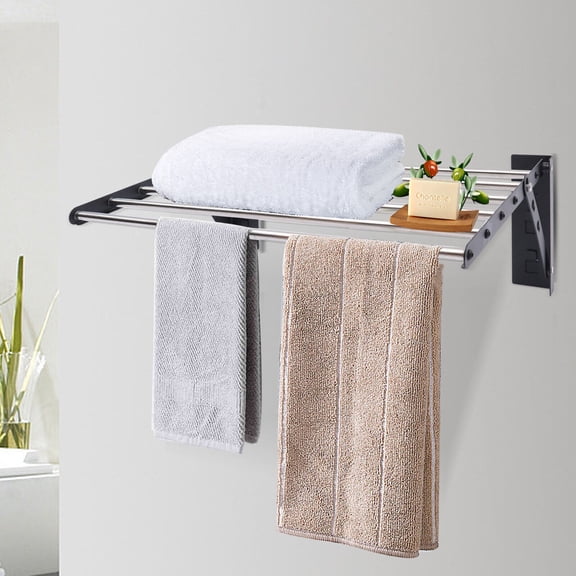 FETCOI 60cm Heavy Duty Garment Drying Rack Wall-mount Steel Laundry Towel Hanger
