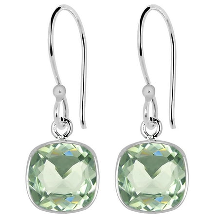 Tacori Amethyst Earrings - 3 Carat Elegant Cushion Cut Green Amethyst 925 Sterling Silver Dangle Earrings For Women