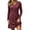 Wine, variant on Lnmiateer Women Henley V Neck Ribbed Long Sleeve Mini Dress Button Up Loose Swing A-Line With Pockets Casual Loungewear Weekend Outfit