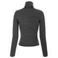 thumbnail image 4 of MixMatchy Women's Tight Fit Lightweight Solid/Stripe Long Sleeves Turtle Neck Top, 4 of 5