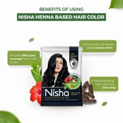 Nisha Pack Of 10 Permanent Black Henna Hair Dye, 100% Grey Coverage, Natural Black, 0.35 oz Each Pack