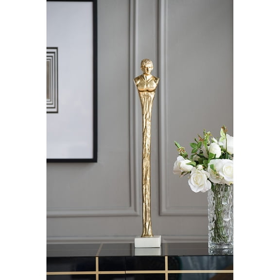 Elongated Roman Statue on Marble Base - 32" - Gold