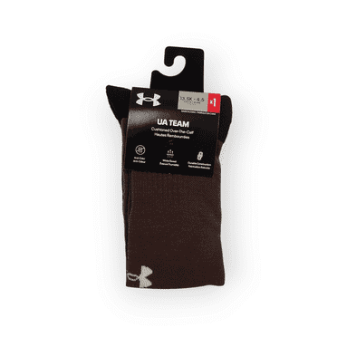 UA Youth Team Cushioned OTC Socks, 13.5K-4.5, Brown