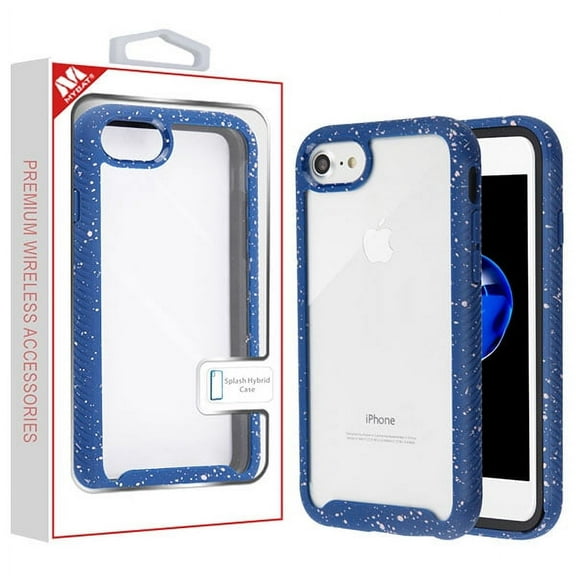 Apple iPhone 8, iPhone 7 Phone Case Hybrid Cover with [Rigid Panel] [TPU Cushion] Enhanced Hand-Grip TPU Cushion Frame   Transparent Clear Shock-Absorbing Bumper BLUE Cover for Apple iPhone 7/8