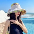 thumbnail image 2 of Lispipm Women Wide Brim Sun Hats Summer Beach Fishing Hat Ladies Plaid Cotton Foldable Cap Outdoor Travel Bucket Caps for Hiking White, 2 of 3