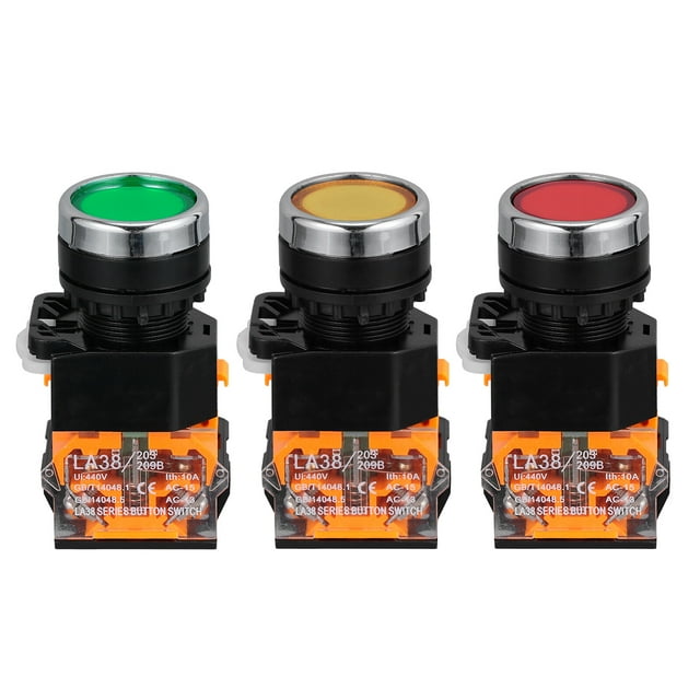 Miangastore 3 Pcs Plastic Momentary Push Button Switch Pushbutton Switches (Self Reset)