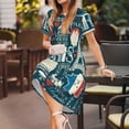thumbnail image 3 of Fotbe France and Paris Vestido Largo de Moda para Mujer, Vestido Tipo Camiseta con Manga Corta y Estilo Casual a Rayas y Bloques de Color, 3 of 6
