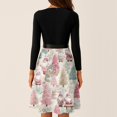 thumbnail image 5 of Christmas Dresses for Women Women's Casual Fashion Round Neck Long Sleeve Christmas Printed Party Vintage Long Dresses for Holiday Gathering,Black,L, 5 of 7