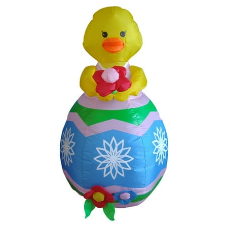 BZB Goods Lighted Easter Inflatable Chick with Flower Indoor/Outdoor Decoration