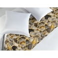 thumbnail image 2 of Marble Print Bed Runner, Honey Comb Framework Marbling Style Modern Repetitive Illustration, Decorative Accent Bedding Scarf for Hotels Homes & Guest Rooms, Queen, Mustard and Taupe Grey, by Ambesonne, 2 of 3