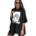 thumbnail image 3 of Plus Size Shirt for Women Black Tops for Women Oversized Short Sleeves Shirt for Women T Shirt Crewneck Shirt for Women XL, 3 of 5