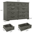 thumbnail image 3 of Farmhouse 9 Drawers Dresser, Wide Chest of Drawers for Bedroom, Large Storage Closet Organizer with Vintage Metal Handle, Wooden Dresser TV Stand for Living Room,Vintage Gray, 3 of 11