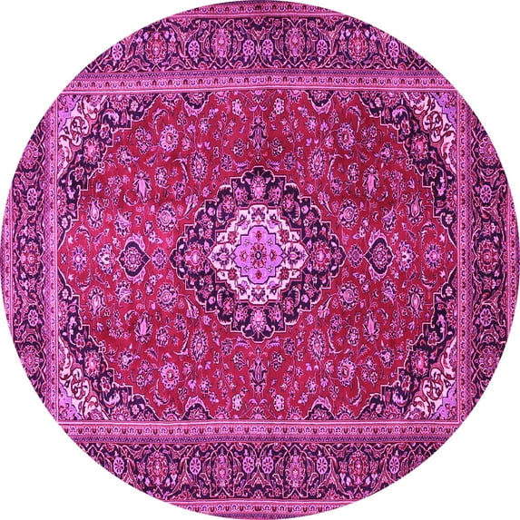 Ahgly Company Indoor Round Medallion Pink Traditional Area Rugs, 4' Round