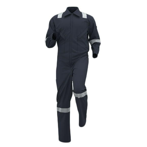 Men's Work Coveralls, Zip-Front Utility Jumpsuit with Multiple Pockets, Long Sleeve Durable Coveralls for Men, Blue