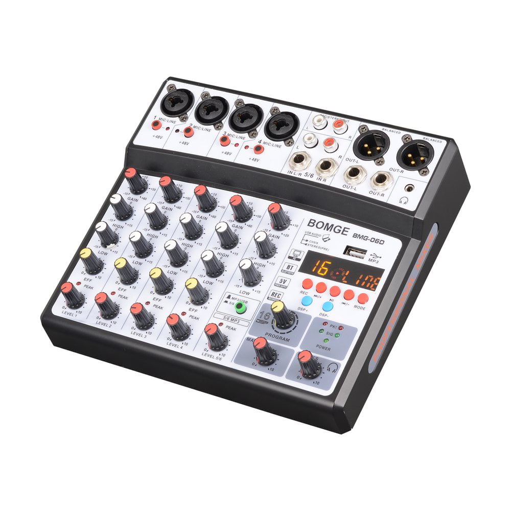 SOOSI Wireless 6 Channel Audio Mixer Portable Mixing Console USB