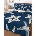 thumbnail image 3 of Quilts Twin Size Bedding Set, Navy Blue Starfish Coastal Lightweight Quilted Comforter, Nautical Summer Ocean Abstract Art Soft Bedspread Coverlet with Pillow Covers for All Season, 68" x 86", 3 of 7