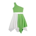 thumbnail image 5 of YEAHDOR Kids Girls One Shoulder Liturgical Worship Costume Dancewear Sleeveless Praise Lyrical Dance Dress Light Green 12, 5 of 7