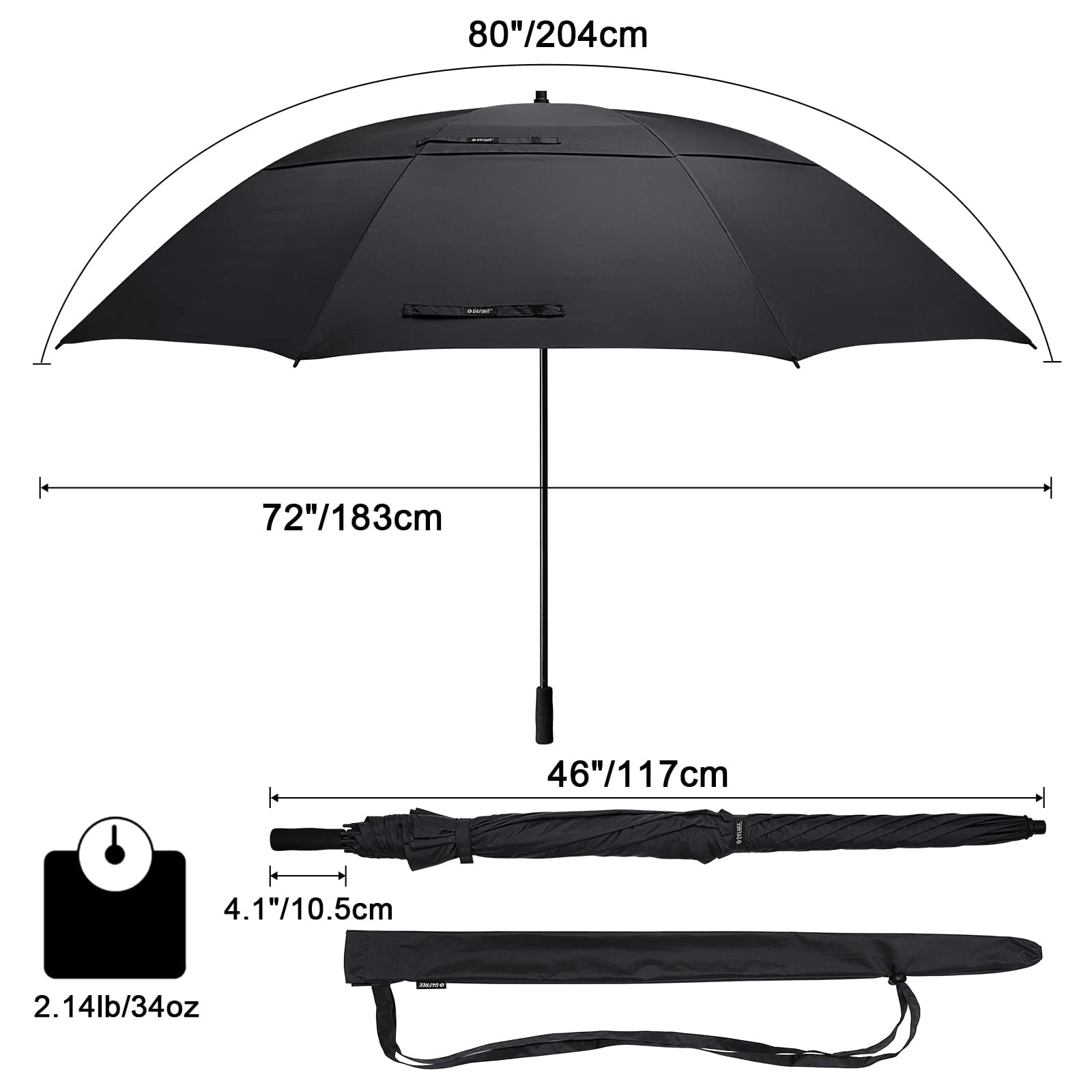 G4Free 80 Inch Huge Large Oversize Golf Umbrella Double Canopy Vented Windproof Stick Umbrellas, 6.6 Ft Heavy Duty for Outdoor Doorman Family