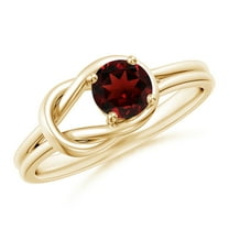 ANGARA Natural Solitaire Garnet Infinity Knot Ring in 14K Yellow Gold for Women (Size-5mm) | January Birthstone, Birthday, Anniversary, Jewelry Gift for Women | Natural Garnet Ring