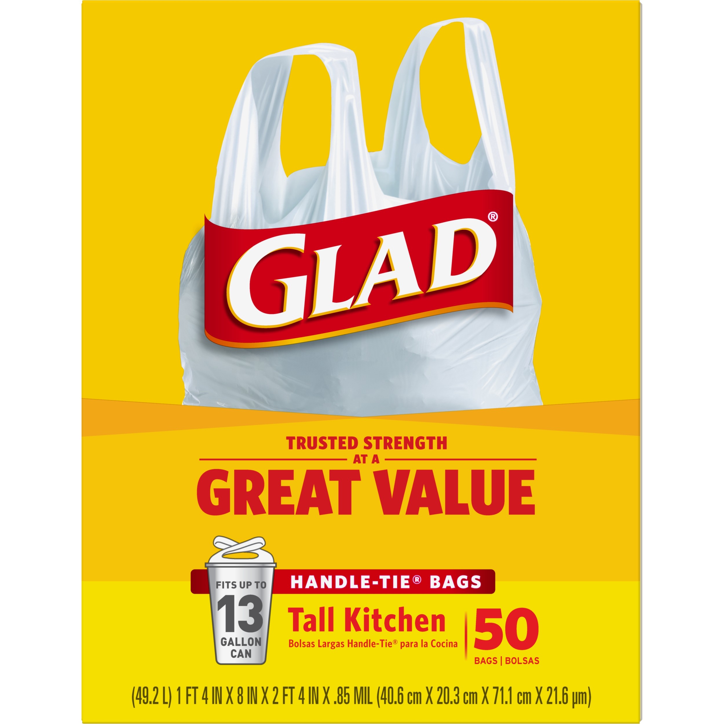 Glad Tall Kitchen Trash Bags with Handles, 13 Gallon, 50 Count photo 8
