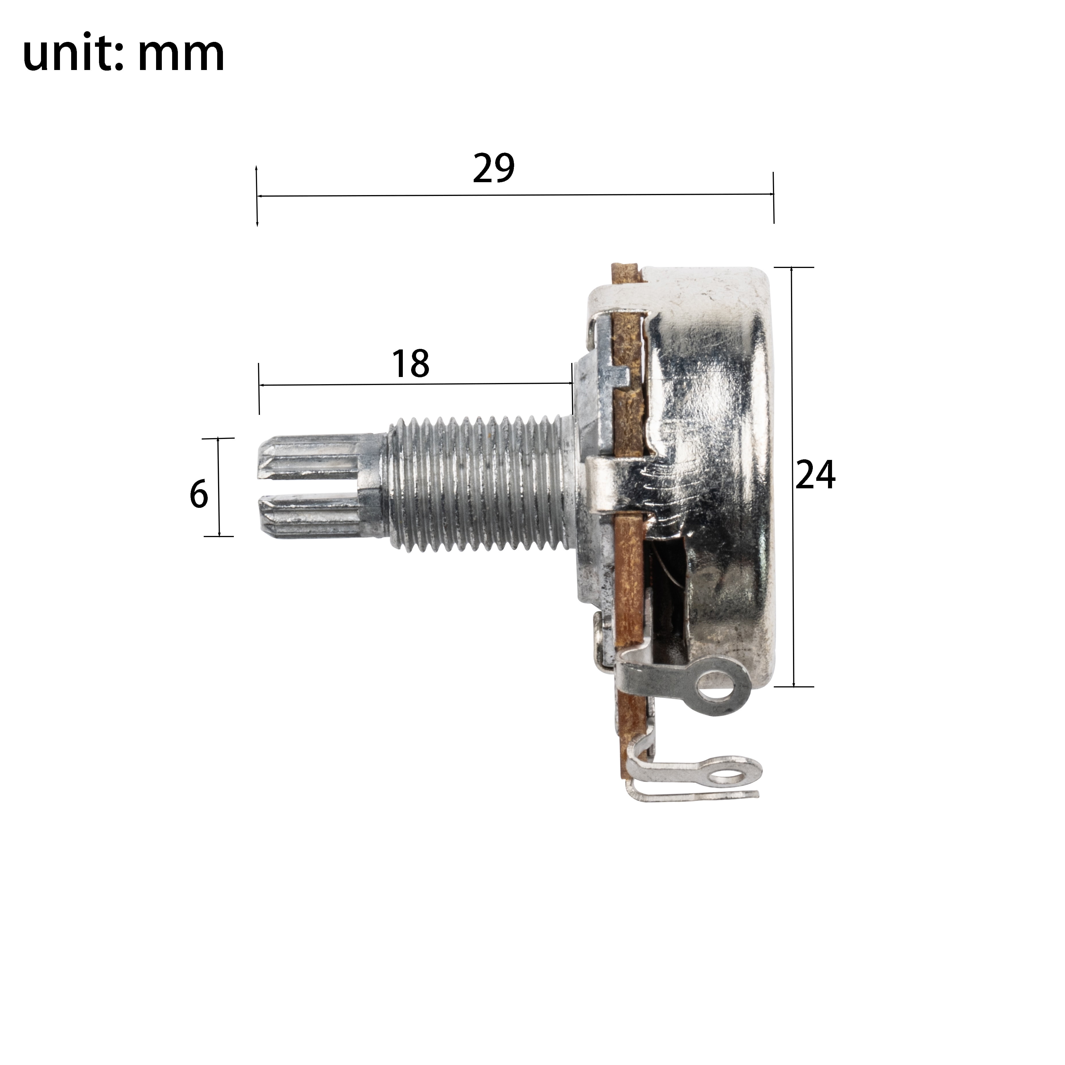 LOOKSEVEN 1-10Pcs Guitar Large Potentiometer Long 18mm A/B 250k 500k Volume Tone Taper Pot- A500K （ 10 piece）