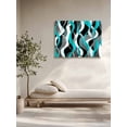 thumbnail image 5 of Aqua Stripe Wall Art for Living Room,Canvas Picture Wall Decor for Bathroom Bedroom,Ombre Grey Moire Geometric Modern Abstract Painting Artwork for Office Kitchen Hallway Dining Room Decor 20"x24", 5 of 8